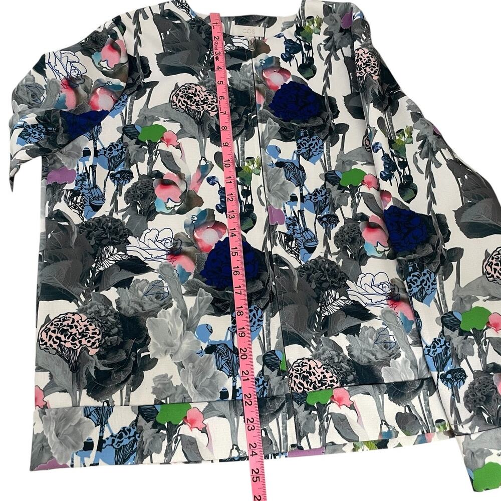COS Jersey Knit Full Zip Bomber Jacket Floral Multi Women's Sz 14 Modern Career - Picture 12 of 13